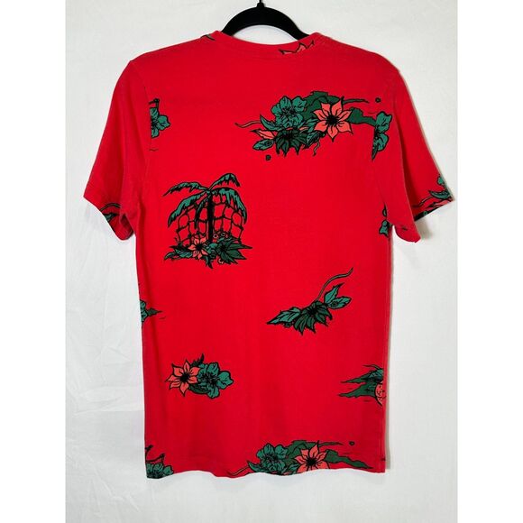 The Nike Tee LOGO Red Tropical Basketball Hawaiian Size S All Over Print Men's - Picture 3 of 3